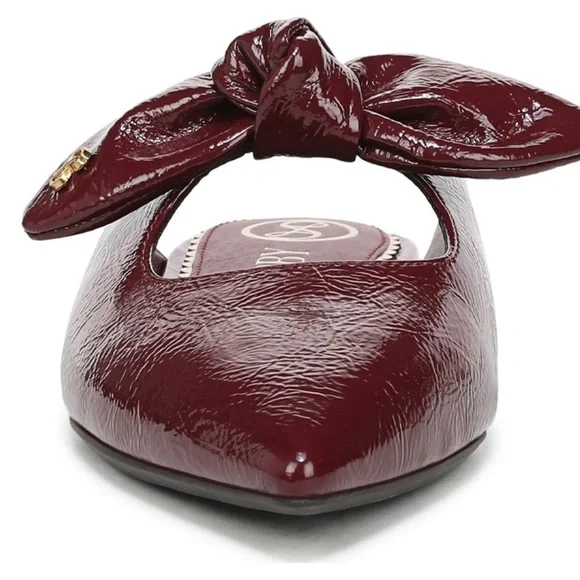 NEW!! Sam & Libby pointed toe bow mules in plum/burgundy faux leather - Picture 5 of 12
